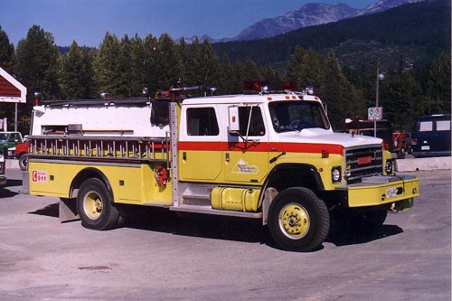 Photo of Anderson serial MSFH-840-21, a 1981 International pumper of the Whistler Fire Department in British Columbia.
