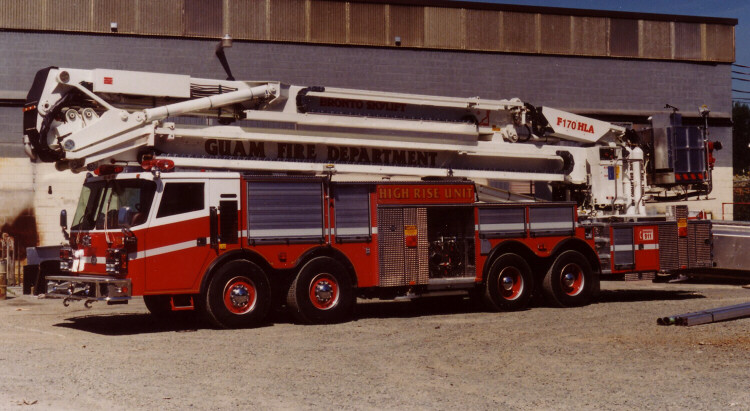 Photo of Anderson serial 93JFNY94002625, a 1994 Duplex Bronto platform of the Guam Fire Department in Guam.