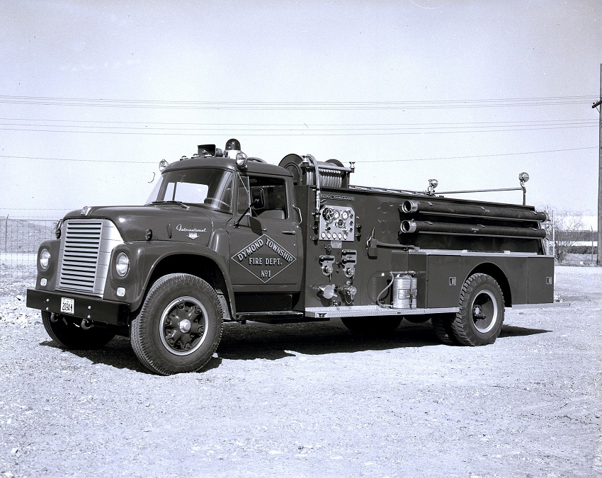 King-Seagrave delivery photo of serial 64005, a 1964 International  pumper of the Dymond Township Fire Department in Ontario.