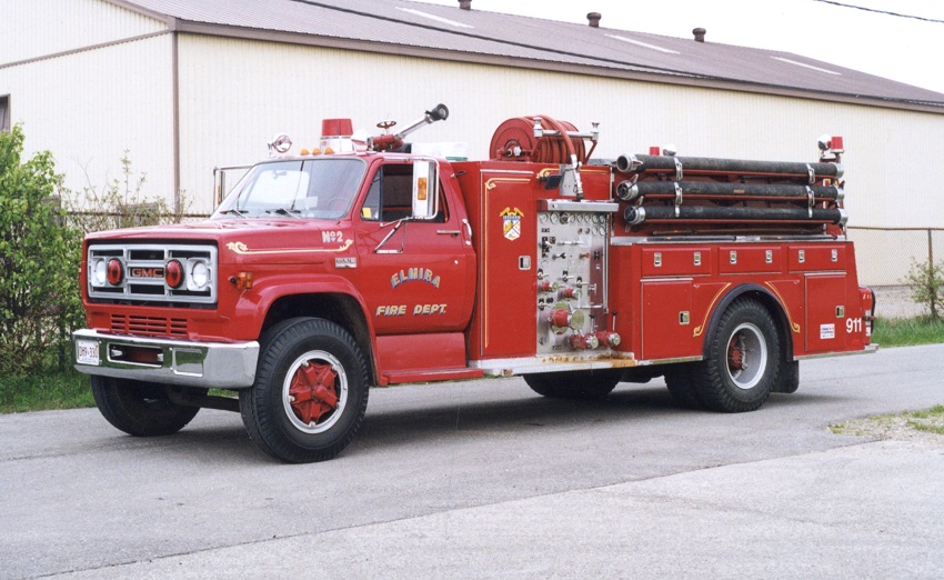 Photo of Pierreville serial PFT-335, a 1973 GMC pumper of the Woolwich Township Fire Department in Ontario.
