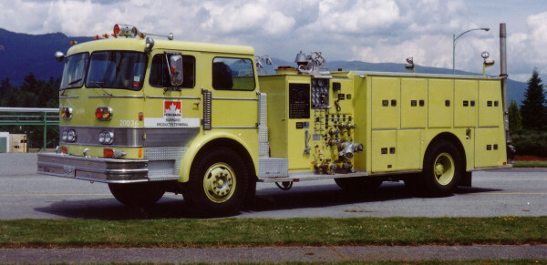 Photo of Pierreville serial PFT-501, a 1976 Imperial pumper of the Petro-Canada Burrard Terminal Fire Department in British Columbia.