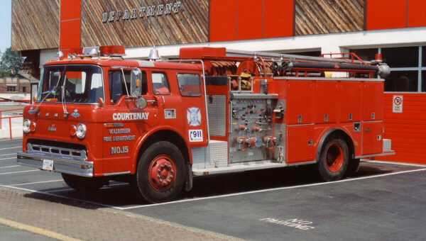 Photo of Pierreville serial PFT-936, a 1979 Ford pumper of the Courtenay Fire Department in British Columbia.