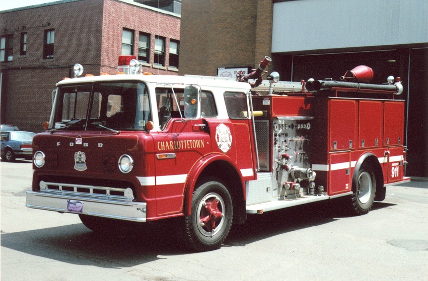 Photo of Pierreville serial PFT-937, a 1979 Ford pumper of the Charlottetown Fire Department in Prince Edward Island.