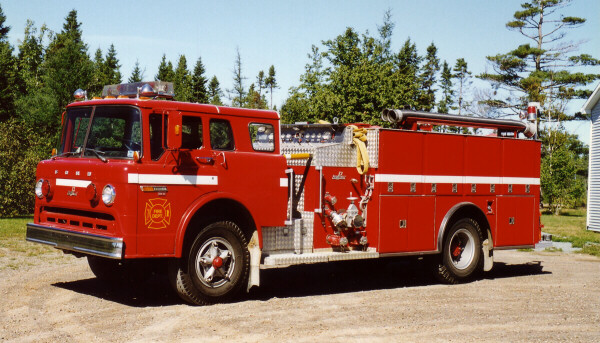 Photo of Pierreville serial PFT-1312, a 1983 Ford pumper of the Goffs Fire Department in Nova Scotia.
