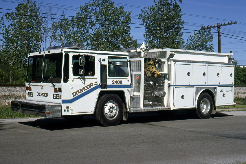 Photo of Pierreville serial PFT-1338, a 1984 Hendrickson pumper of the Dixmoor Fire Department in Illinois