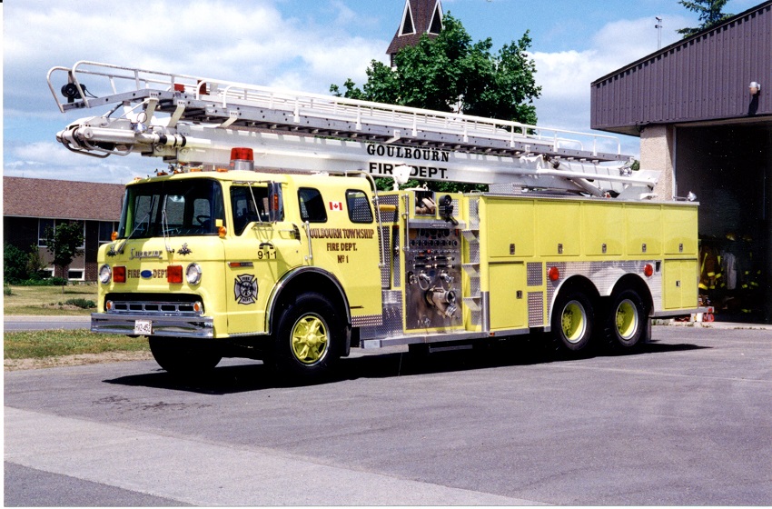 Photo of Superior serial SE 838, a 1987 Ford pumper of the Goulbourn Township Fire Department in Ontario.