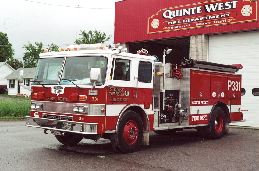 Photo of Superior serial SE 1136, a 1990 Pierce Dash pumper of the Quinte West Fire Department in Ontario.