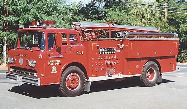 Photo of Thibault serial 10619, a 1960 Mercury pumper of the Langford Fire Department in British Columbia.