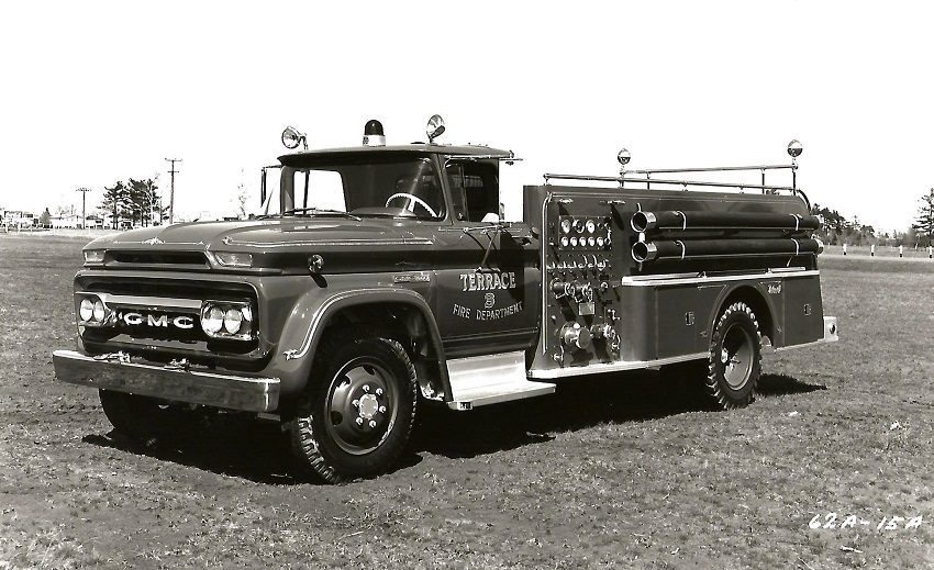 Thibault delivery photo of serial 12622, a 1962 GMC pumper of the Terrace Fire Department in British Columbia.