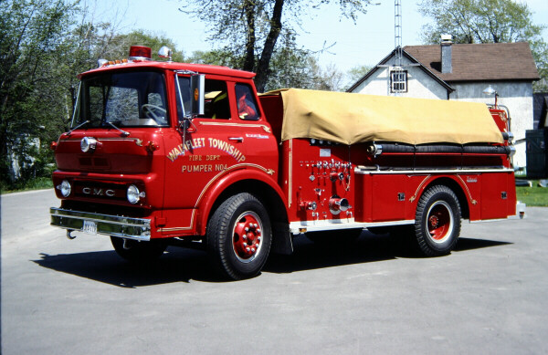 Photo of Thibault serial 15619, a 1965 GMC pumper of the Harrow-Colchester South Fire Department in Ontario.
