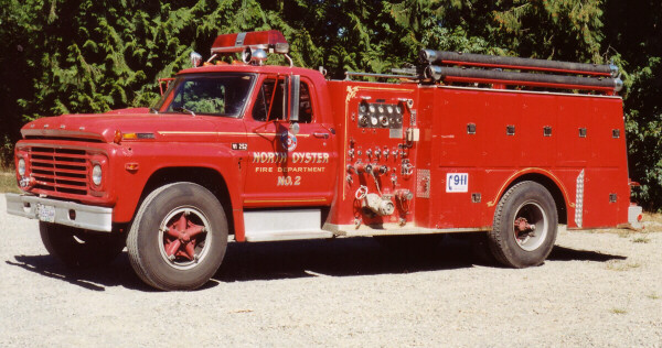 Photo of Thibault serial T69-171, a 1969 Ford pumper of the North Oyster Fire Department in British Columbia.