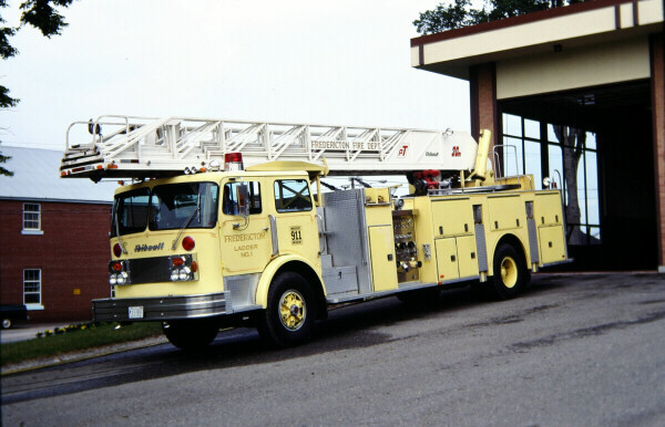 Photo of a 1979 Spartan Thibault aerial of the Fredericton Fire Department in New Brunswick.