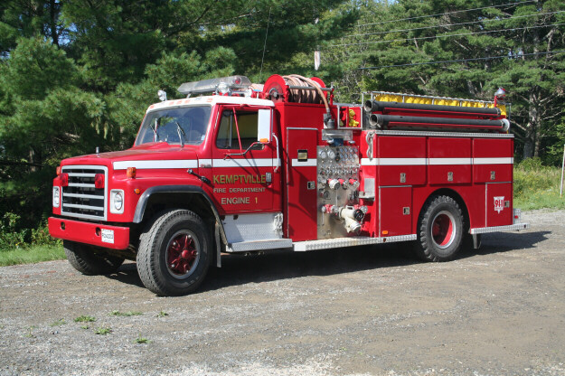 Photo of Thibault serial T82-120, a 1982 International pumper of the Kemptville Fire Department in Nova Scotia.