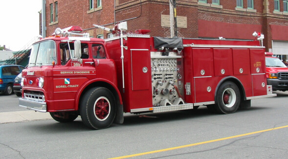 Photo of Thibault serial T85-148, a 1985 Ford pumper of the Service de Sécurité Incendie de Sorel  in Quebec.