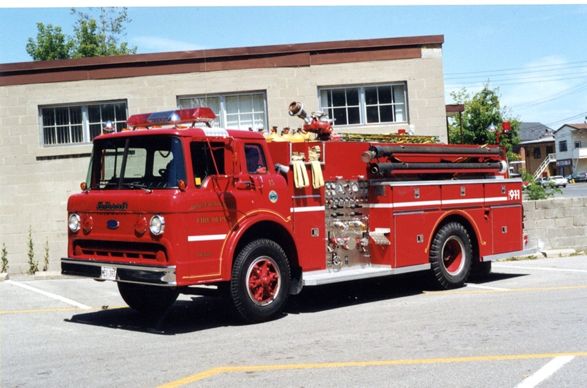 Photo of Thibault serial T85-168, a 1985 Ford pumper of the Prince Edward County Fire Department in Ontario.