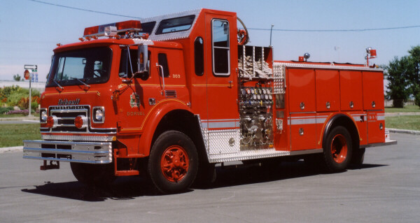 Photo of Thibault serial T86-154, a 1986 International pumper of the Service de Sécurité Incendie de Dorval  in Quebec.