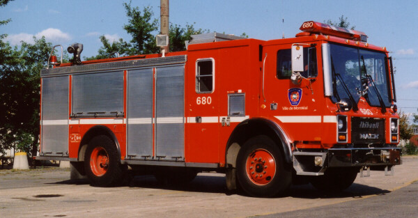 Photo of Thibault serial T91-103, a 1991 Mack pumper of the Service de Sécurité Incendie de Montréal in Quebec.
