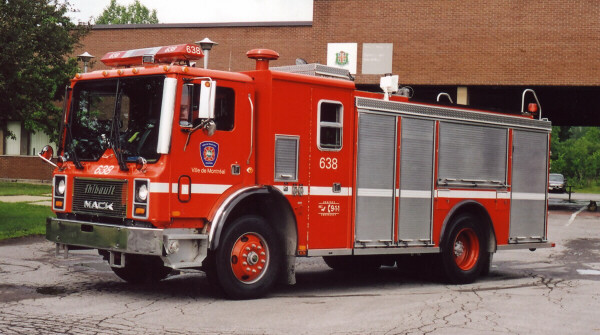 Photo of Thibault serial T91-105, a 1991 Mack pumper of the Service de Sécurité Incendie de Montréal in Quebec.