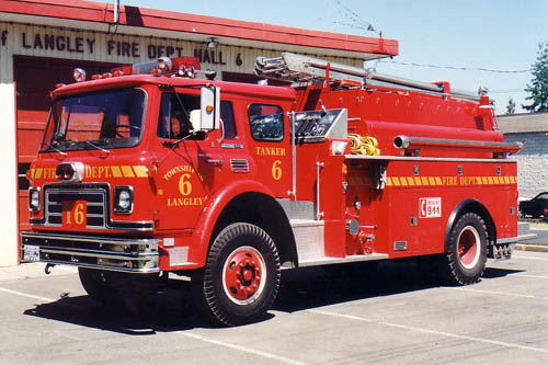 Photo of Anderson serial MS-1050-13, a 1979 International pumper of the Langley Township Fire Department in British Columbia.
