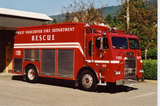 Photo of a 1987 Freightliner Anderson rescue of the West Vancouver Fire Department in British Columbia.