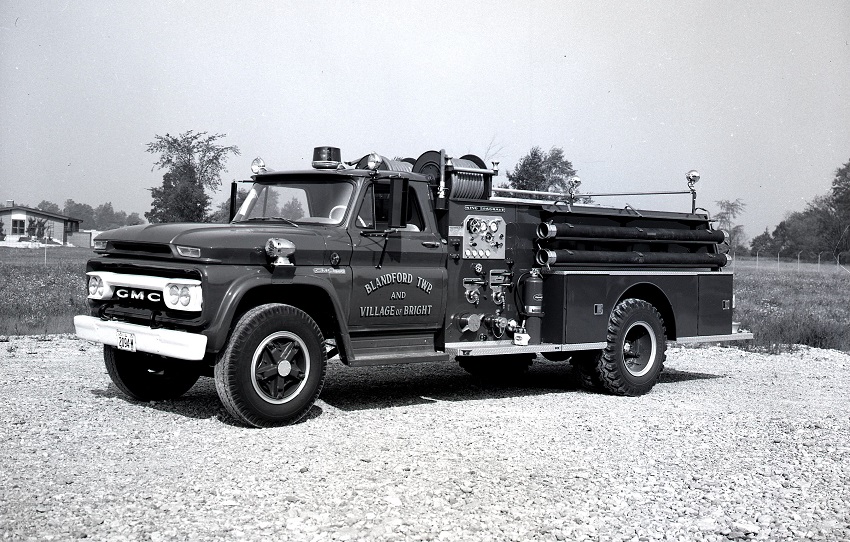 King-Seagrave delivery photo of serial 64069, a 1964 GMC pumper of the Blandford Township Fire Department in Ontario.