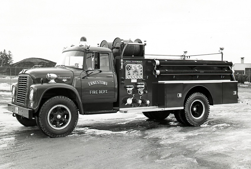 King-Seagrave delivery photo of serial 64165, a 1965 International  pumper of the Ernestown Township Fire Department in Ontario.