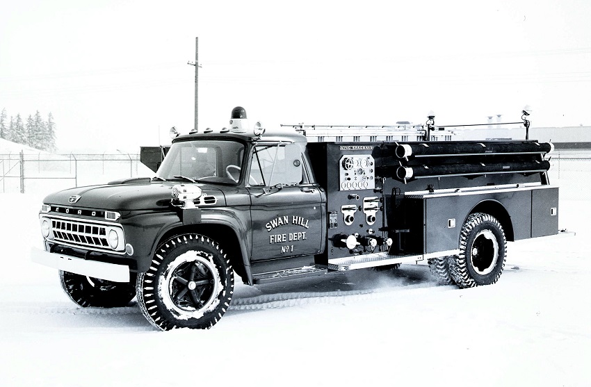 King-Seagrave delivery photo of serial 64167, a 1964 Ford pumper of the Swan Hills Volunteer Fire Department in Alberta.