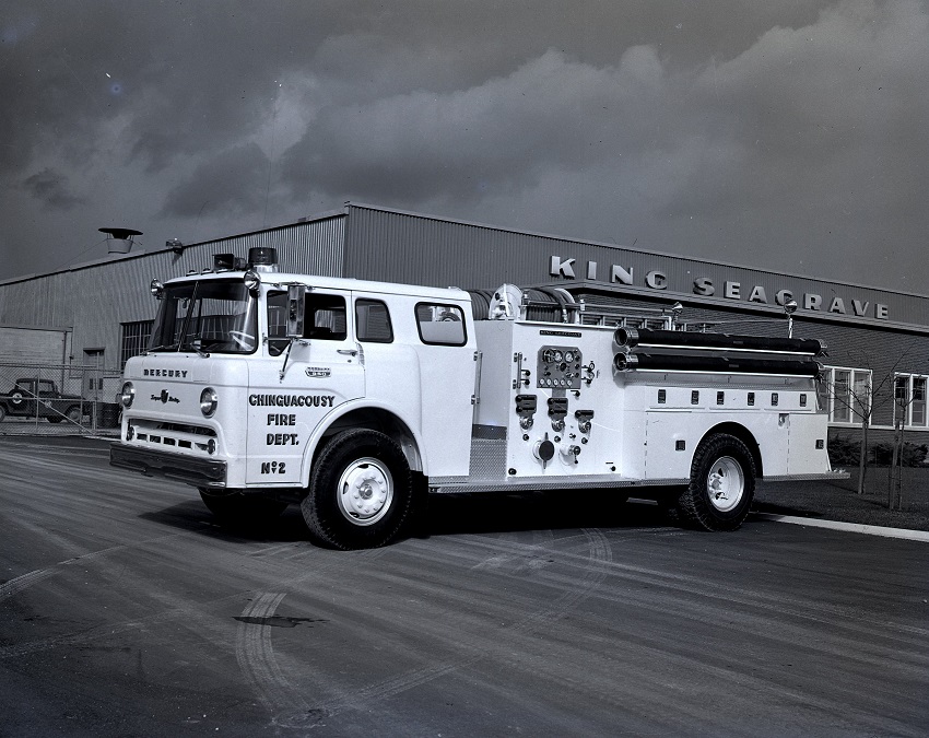King-Seagrave delivery photo of serial 65030, a 1965 Mercury pumper of the Chinguacousy Township Fire Department in Ontario.