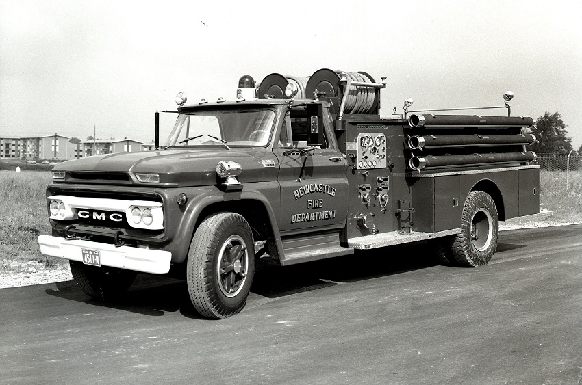 King-Seagrave delivery photo of serial 65049, a 1965 GMC pumper of the Newcastle Fire Department in Ontario.