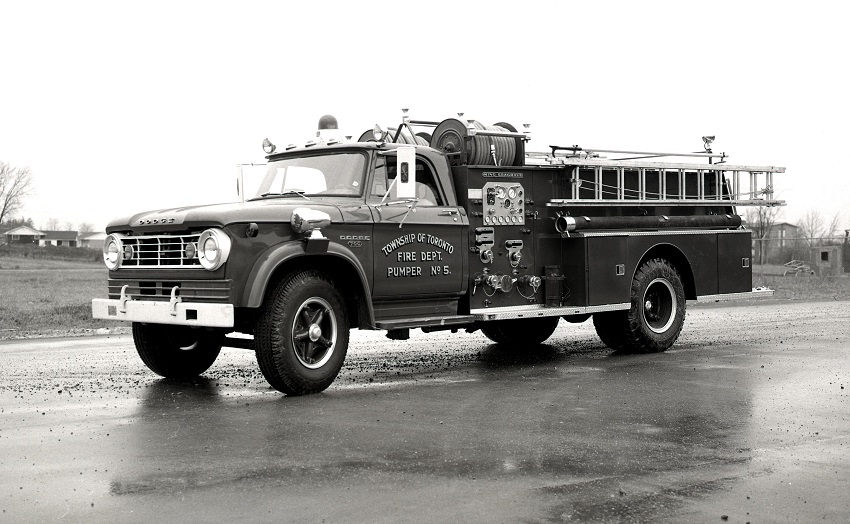 King-Seagrave delivery photo of serial 65064, a 1965 Dodge pumper of the Toronto Township Fire Department in Ontario.