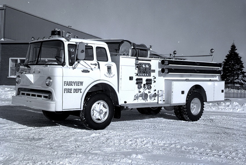 King-Seagrave delivery photo of serial 65095, a 1966 Ford pumper of the Fairview Fire Department in Nova Scotia.