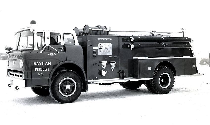 King-Seagrave delivery photo of serial 65125, a 1966 Ford pumper of the Bayham Township Fire Department in Ontario.