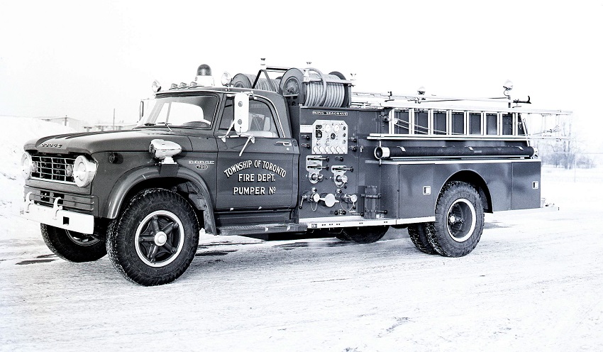 King-Seagrave delivery photo of serial 66089, a 1967 Dodge pumper of the Toronto Township Fire Department in Ontario.