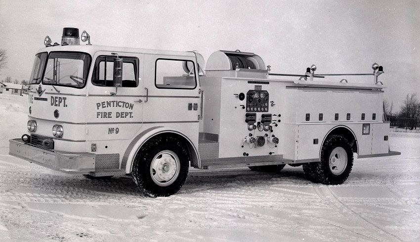 King-Seagrave delivery photo of serial 67015, a 1968 International  pumper of the Penticton Fire Department in British Columbia.