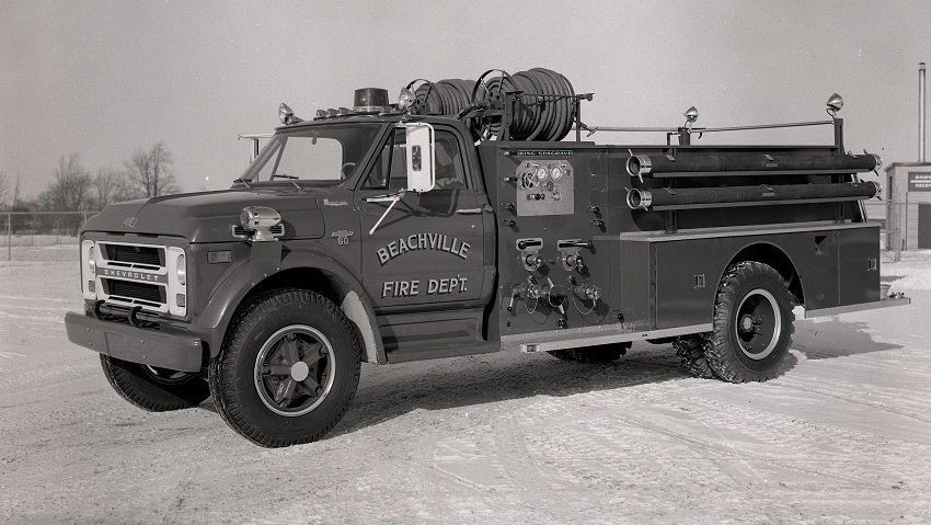 King-Seagrave delivery photo of serial 67052, a 1968 Chevrolet pumper of the West Oxford Township Fire Department in Ontario.