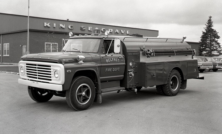 King-Seagrave delivery photo of serial 68012, a 1968 Ford tanker of the Belfast Fire Department in Prince Edward Island.