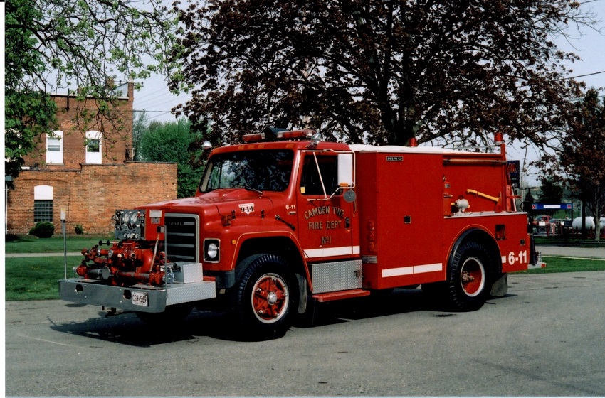 Photo of King-Seagrave serial 79057, a 1979 International  pumper of the Camden Township Fire Area 1 in Ontario.
