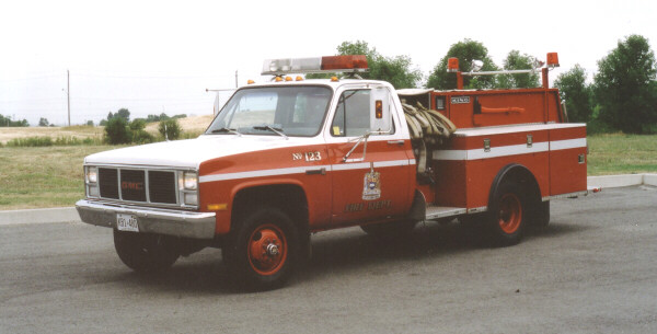 Photo of King-Seagrave serial 830002, a 1983 GMC mini pumper of the Stoney Creek Fire Department in Ontario.