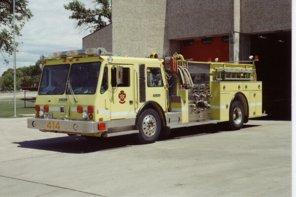 Photo of King-Seagrave serial 840010, a 1984 CM-1 pumper of the Winnipeg Fire Department in Manitoba.