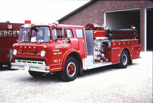 Photo of Pierreville serial PFT-914, a 1978 Ford pumper of the Beeton Fire Department in Ontario.