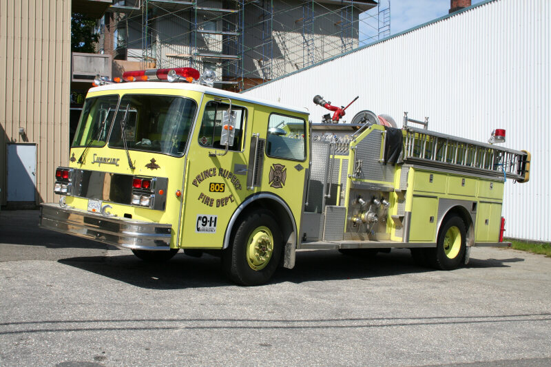 Photo of Superior serial SE 711, a 1986 Spartan pumper of the Prince Rupert Fire Department in British Columbia.