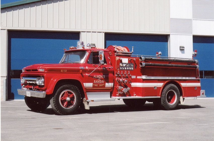 Photo of Thibault serial 15632, a 1965 GMC pumper of the Almonte-Ramsay Fire Department in Ontario.