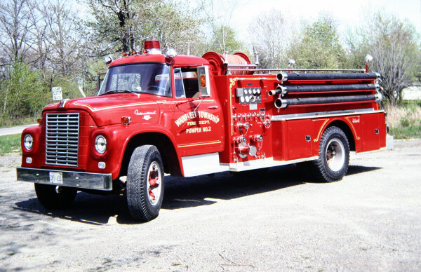 Photo of Thibault serial T67-202, a 1967 International pumper of the Wainfleet Township Fire Department in Ontario.