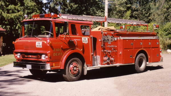 Photo of Thibault serial T68-148, a 1968 GMC pumper of the Silverton Fire Department in British Columbia.