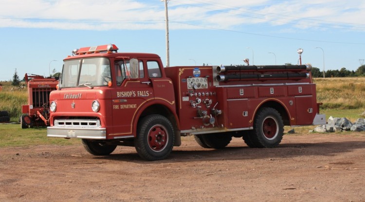 Photo of Thibault serial T72-195, a 1972 Ford pumper of the Bishops Falls Fire Department in Newfoundland & Labrador.